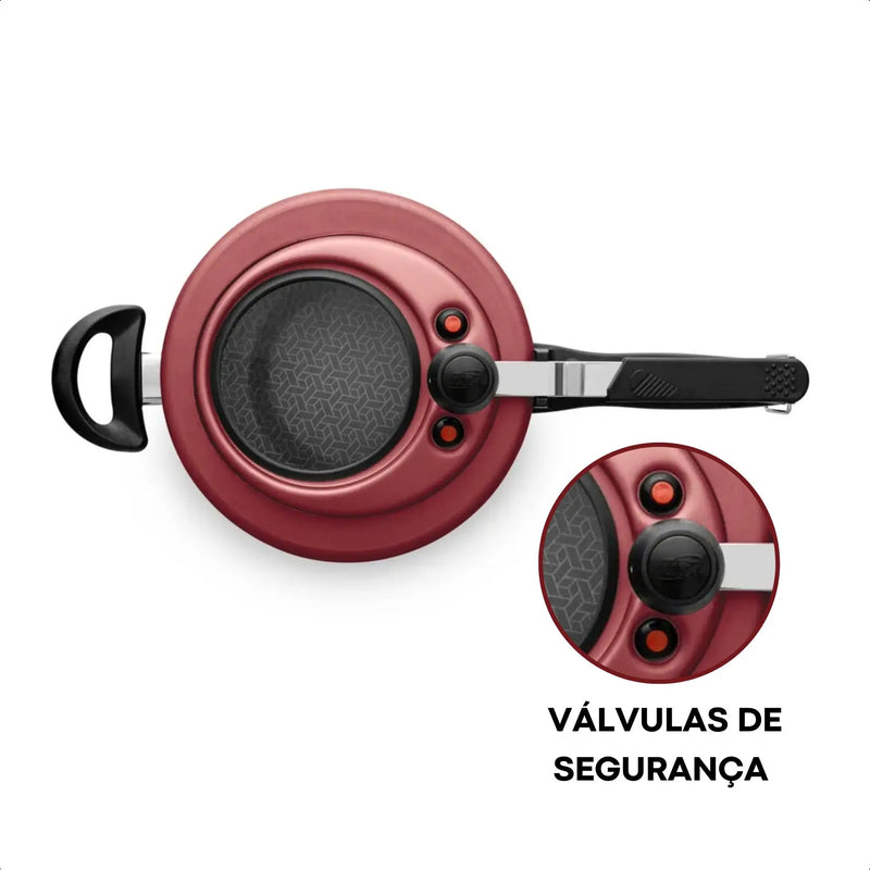 Panela De Pressão Antiaderente 4,5L, Visor de Vidro, Vermelho Cereja