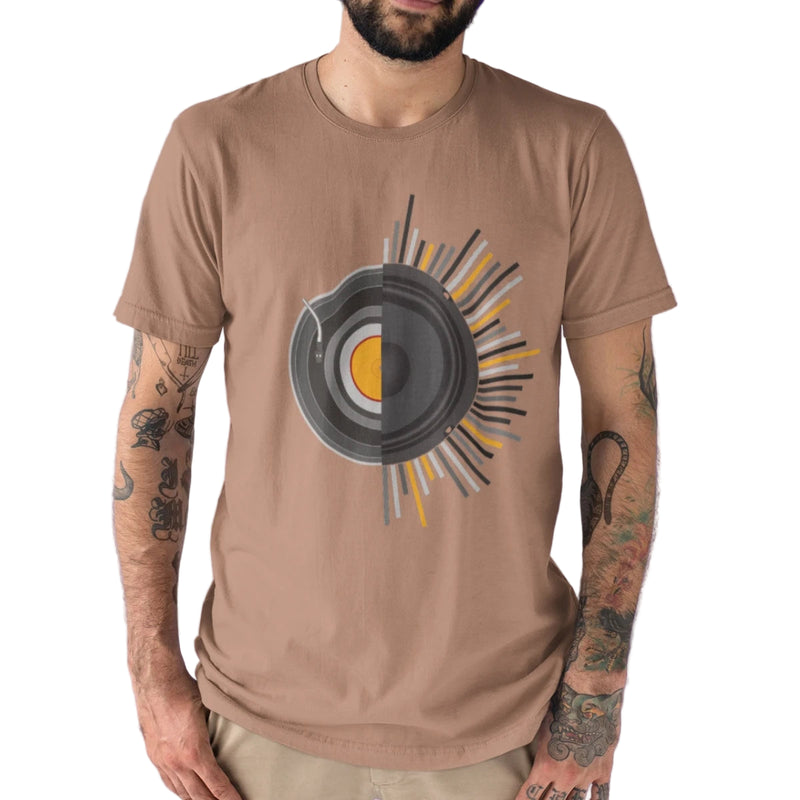 Camiseta Masculina GuGi Disco de Vinil Alto-falantes Música Retro Rock Anos 70 CM01