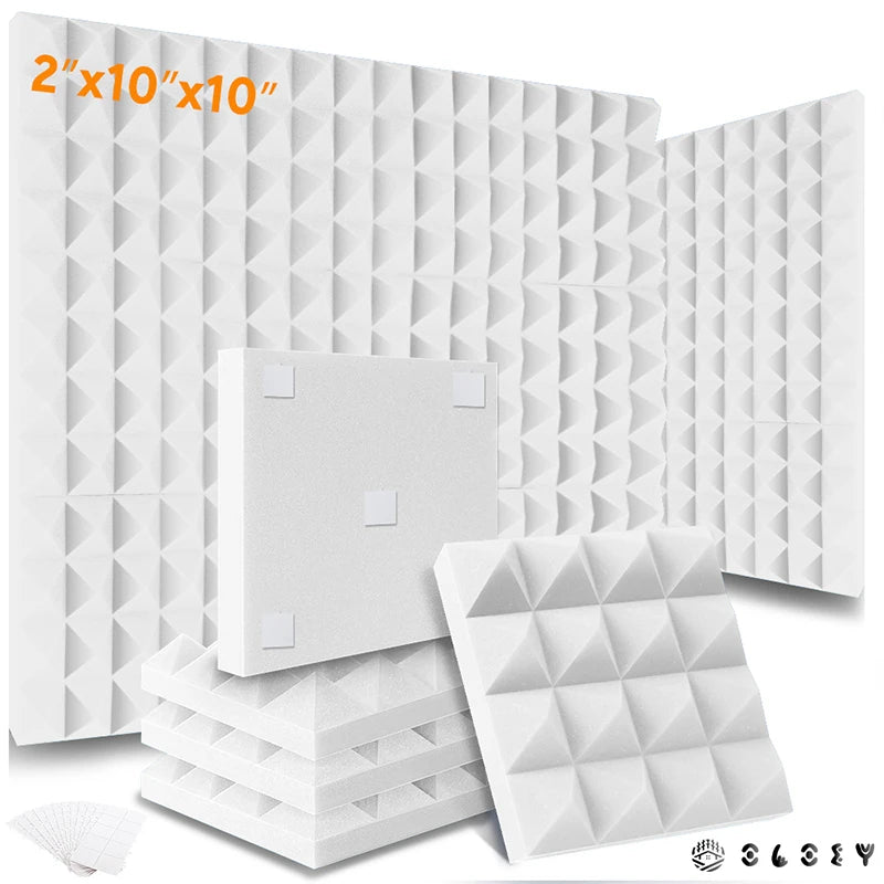 Studio Acoustic Soundproof Foam Panels 6/12/24 Pcs, Pyramid Sound Insulation Treatment Acoustic Sponge，Acoustic Foam Panels