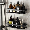 Prateleiras de banheiro inovadoras sem furadeiras - Conjunto de 2 organizadores que economizam espaço para artigos de higiene pessoal e toalhas